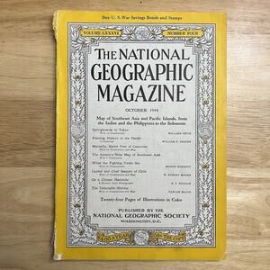 Vintage National Geographic October 1944 Tokyo Painting Marseille Asia Chile
